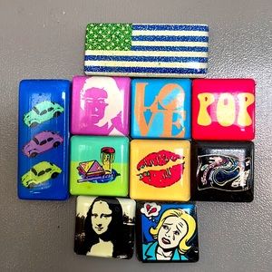 Vintage Pop Art Magnets for Refrigerator or Magnet Board Glass Decorative Used